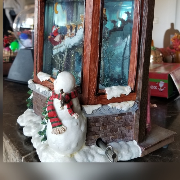 Vintage Christmas lights 3d 2 sided window decor snow glass display musical - Picture 7 of 16